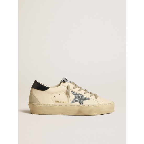 Hi Star in nappa with Swarovski crystal star and dark blue leather heel tab