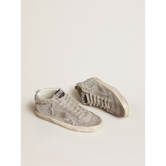 Mid Star in silver suede with Swarovski crystals and suede star