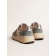Women's Running Sole in pink nylon and light-blue suede with silver leather star