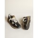 Women's Dad-Star in black mesh and nappa with ice-colored star