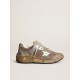 Women's Dad-Star in dove gray mesh and suede