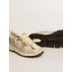 Dad-Star in pearl mesh and suede with platinum leather star and heel tab