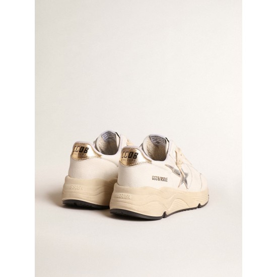 Running Sole in nappa with silver star and gold leather heel tab