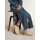 Women’s Space-Star Sabots in beige shearling with white leather star