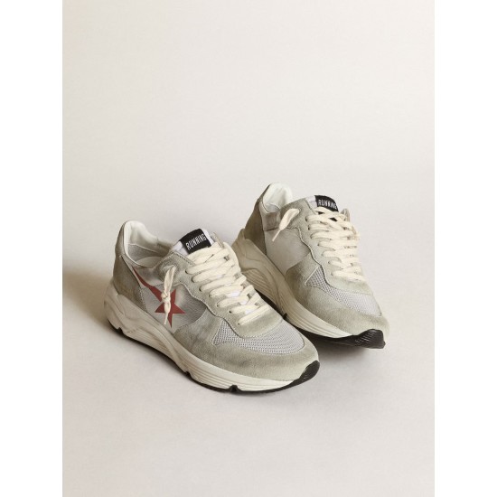 Women's Running Sole in silver leather with ice-gray inserts