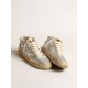 Women’s Mid Star in silver metallic leather with ivory star