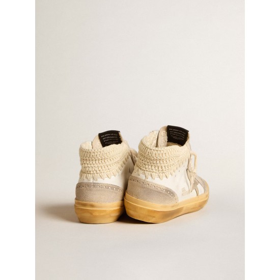 Mid Star LTD with pearl suede star and beige crochet heel tab