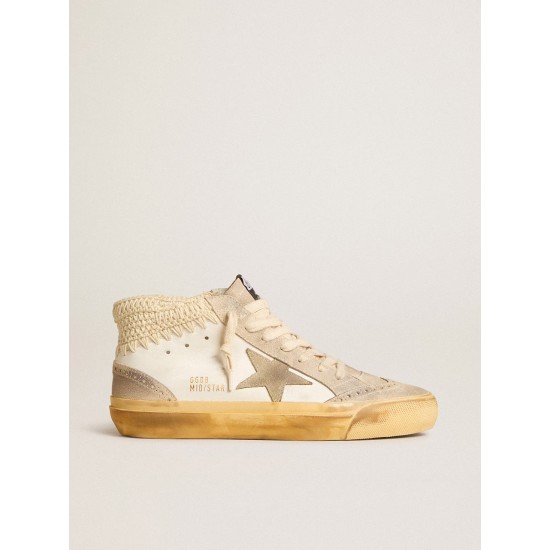 Mid Star LTD with pearl suede star and beige crochet heel tab