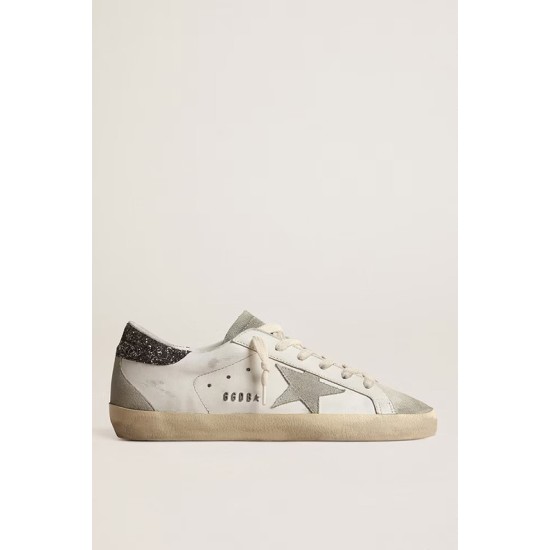Women’s Super-Star with gray star and dark gray glitter heel tab