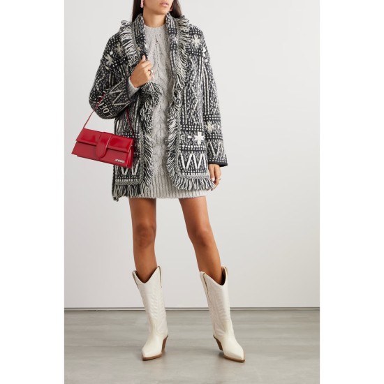 Journey belted fringed Fair Isle alpaca and wool-blend cardigan