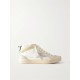 Mid Star distressed suede-trimmed leather sneakers