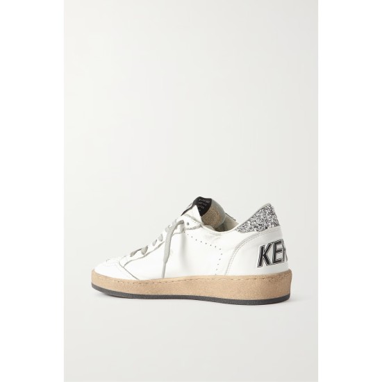 Ball Star distressed glittered leather sneakers