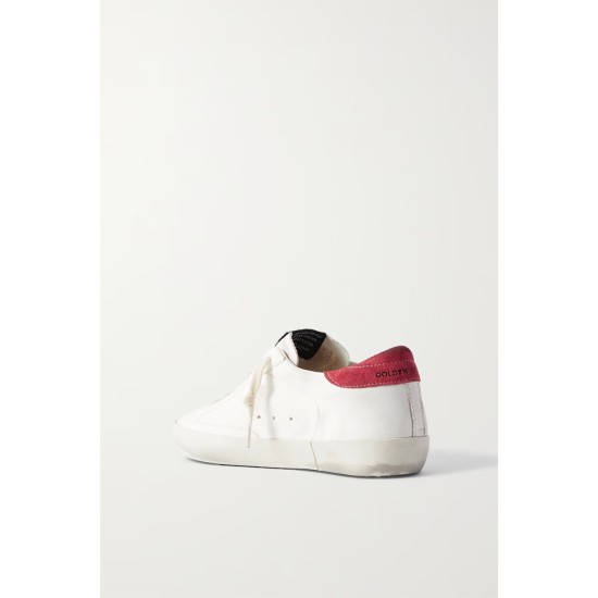 Super-Star suede-trimmed distressed leather sneakers