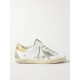 Superstar distressed leather and suede sneakers