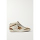 Mid Star distressed leather, suede and shearling sneakers
