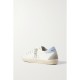 Superstar distressed leather and suede sneakers