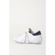 Superstar distressed leather and suede sneakers