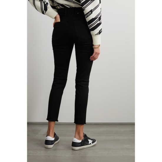 Frayed high-rise skinny jeans