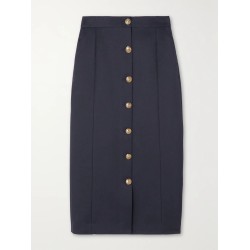 Appliquéd gabardine midi skirt