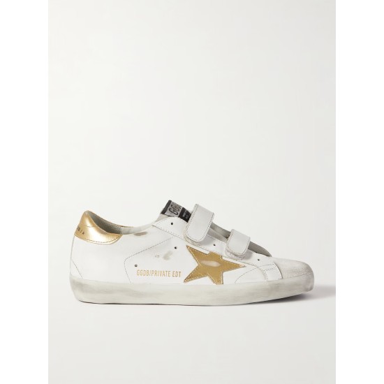 Old School distressed leather sneakers