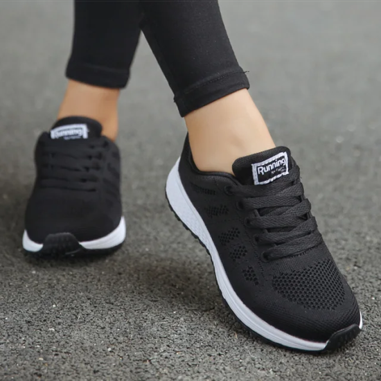 Breathable Lace-up Running Shoes Black