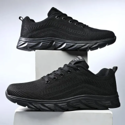 Casual Shoes Fashion Breathable Walking Mesh Flat Shoes Black